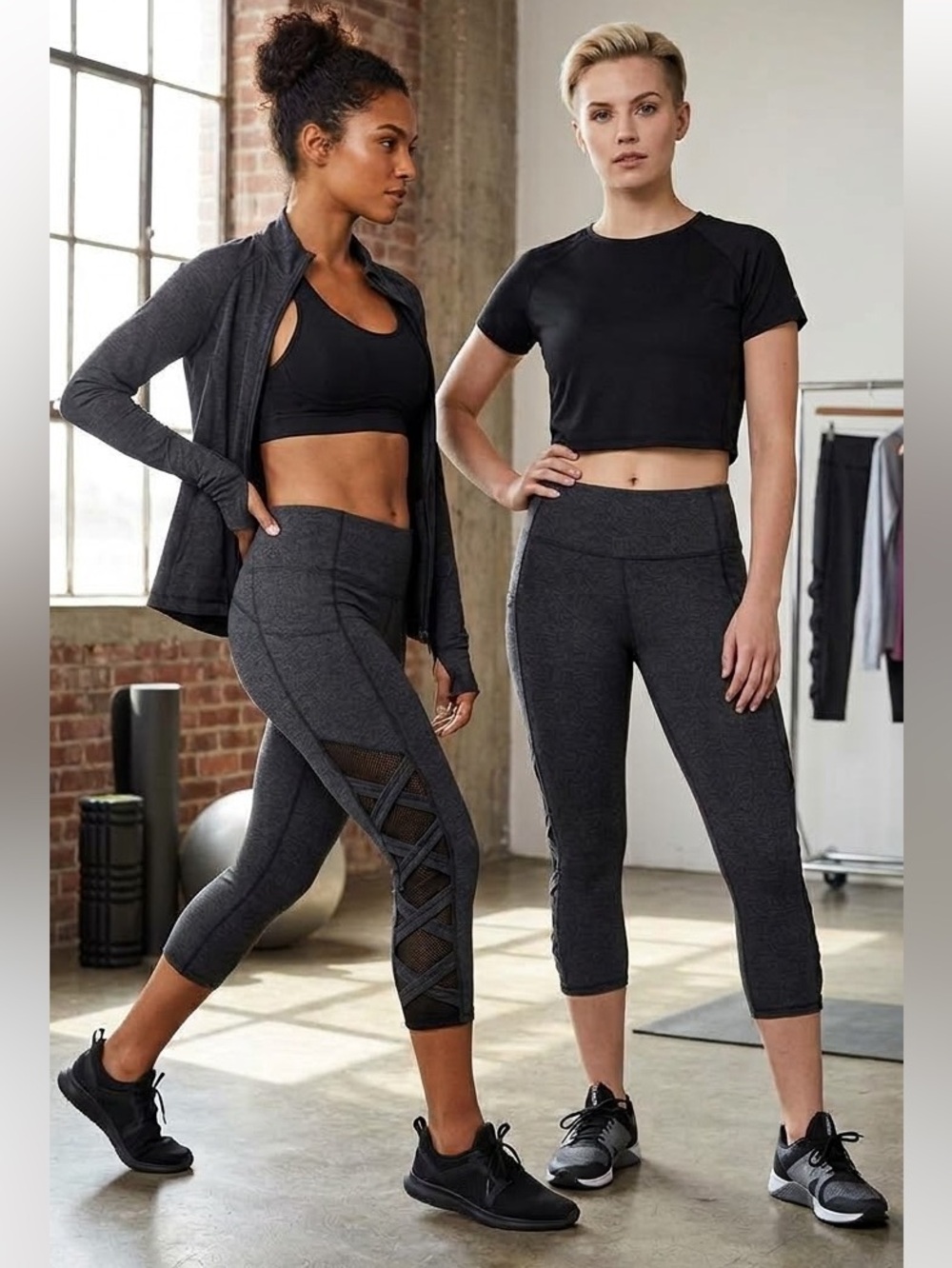 Marc New York Black Crisscross Capri Leggings Tummy Control Women’s Sz M